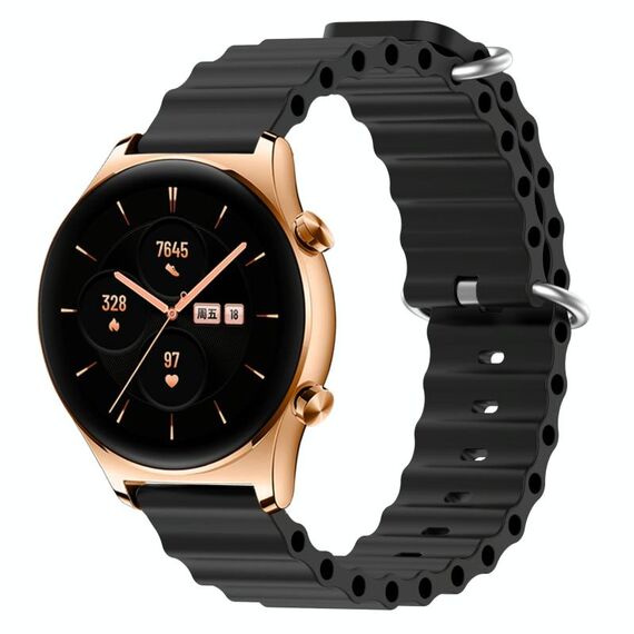 Cinturino per orologio in silicone a tinta unita For Honor Watch GS 3 22 mm (nero)