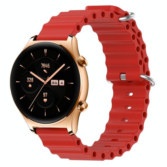 Cinturino per orologio For Honor Watch GS 3 22 mm in silicone a tinta unita stile oceano (rosso)