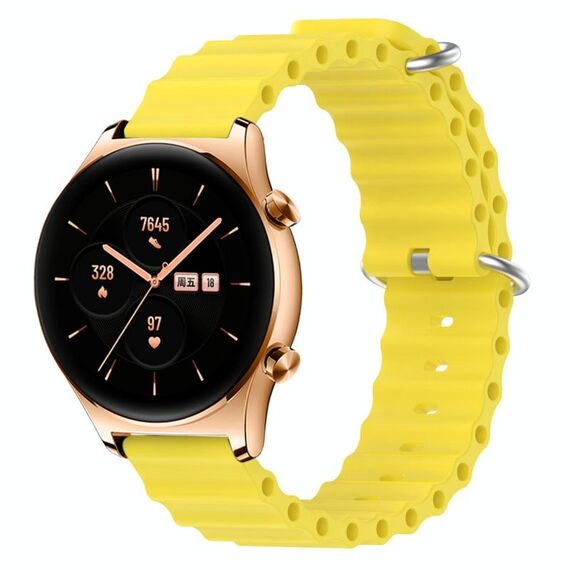 Cinturino per orologio For Honor Watch GS 3 22mm in silicone a tinta unita stile oceano (giallo)