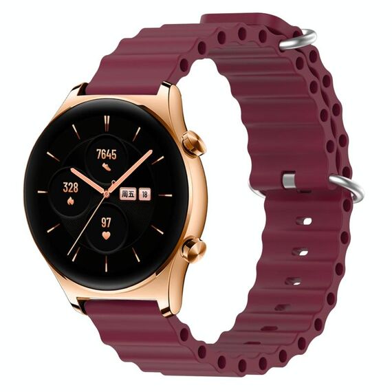 Cinturino per orologio For Honor Watch GS 3 22mm in silicone a tinta unita stile oceano (rosso vino)