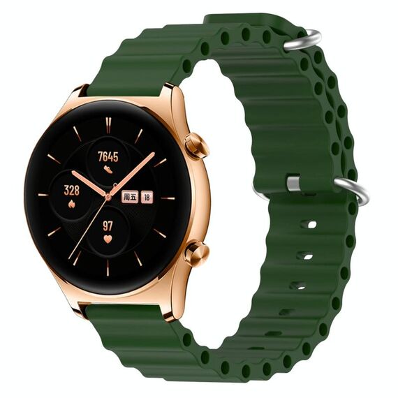 Cinturino per orologio For Honor Watch GS 3 22mm in silicone a tinta unita stile oceano (verde militare)