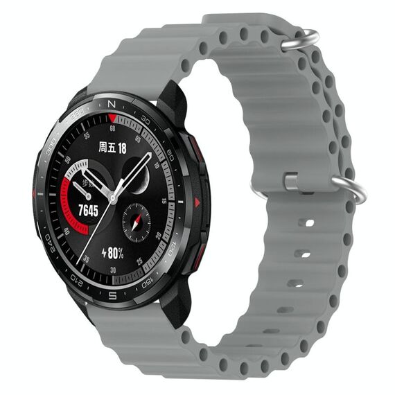 For Honor Watch GS Pro 22mm Cinturino in silicone a tinta unita stile oceano (grigio)