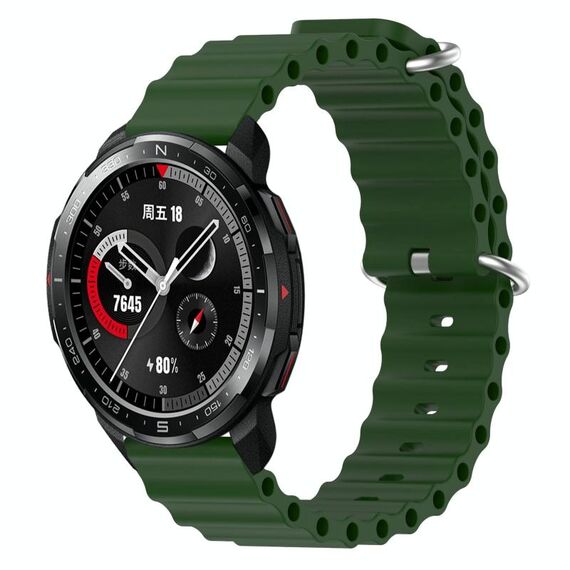 Cinturino per orologio For Honor Watch GS Pro 22mm in silicone a tinta unita stile oceano (verde militare)