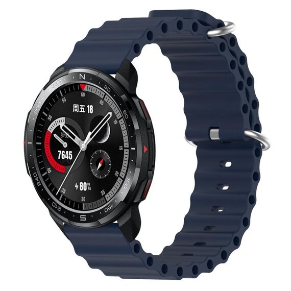 For Honor Watch GS Pro 22mm Cinturino in silicone a tinta unita stile oceano (blu scuro)