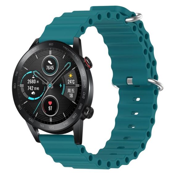 For Honor Magic Watch 2 46mm 22mm Cinturino in silicone a tinta unita stile oceano (verde)