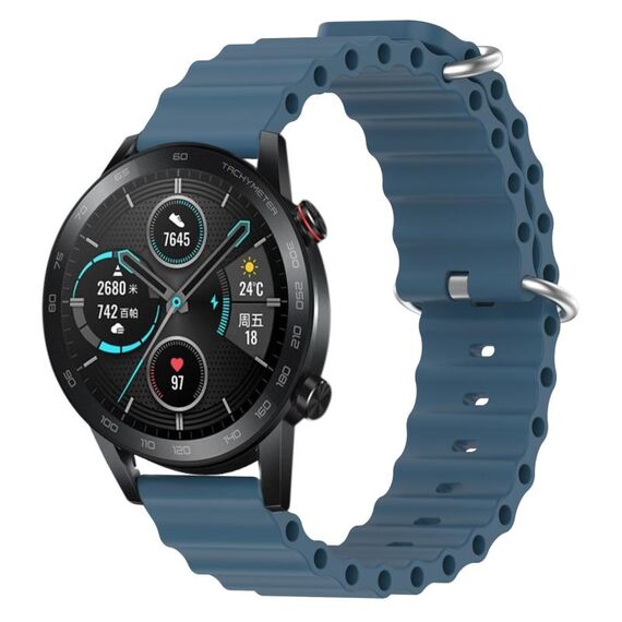 For Honor Magic Watch 2 46mm 22mm Cinturino in silicone a tinta unita stile oceano (grigio roccia)