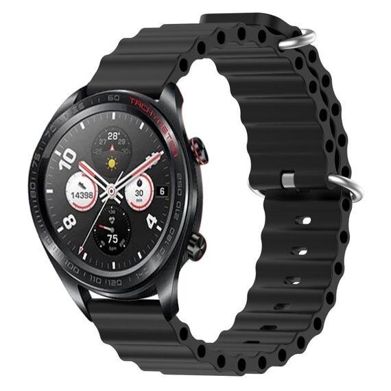 For Honor Watch Dream 22mm Cinturino in silicone a tinta unita stile oceano (nero)