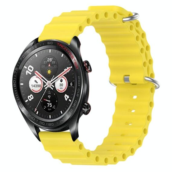 For Honor Watch Dream 22mm Cinturino in silicone a tinta unita stile oceano (giallo)