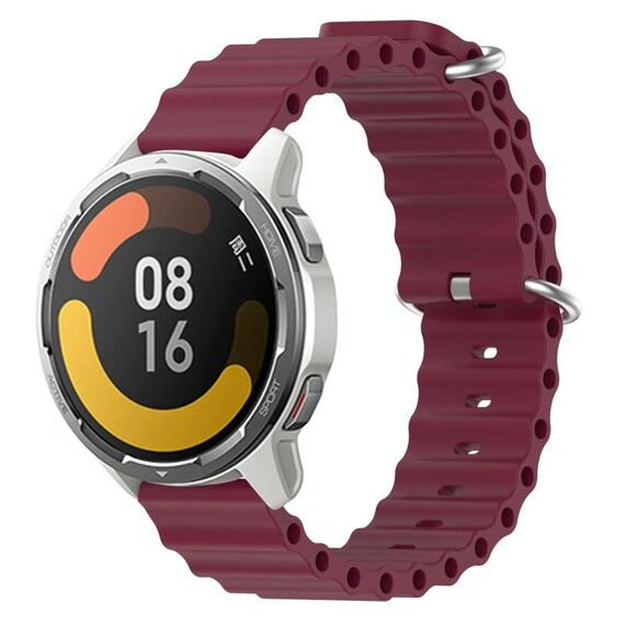 Per Xiaomi MI Watch Color 2 22mm Cinturino in silicone a tinta unita stile oceano (rosso vino)