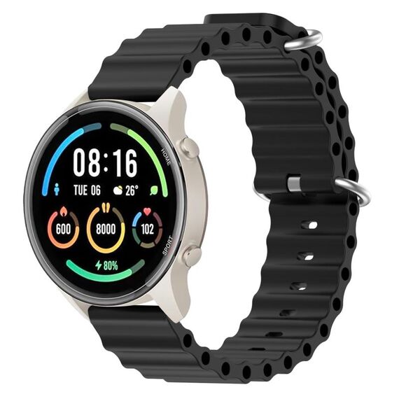 Per Xiaomi MI Watch Sport 22mm Cinturino in silicone a tinta unita stile oceano (nero)