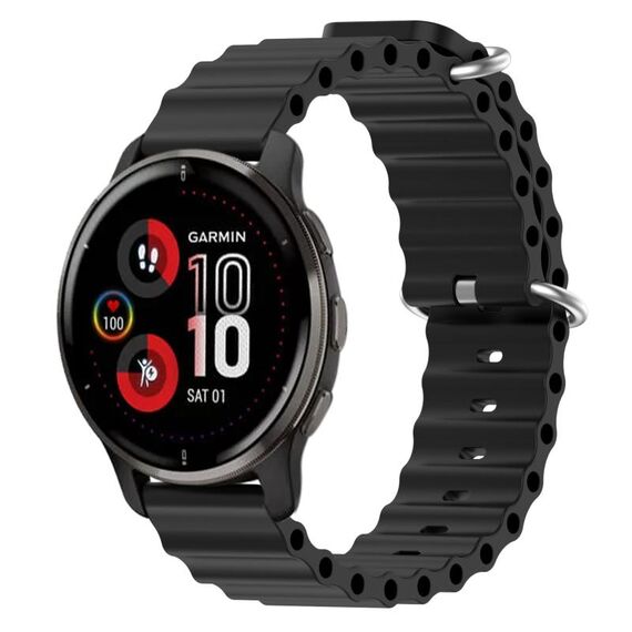 Per Garmin Venu 2 Plus 20mm Cinturino in silicone a tinta unita stile oceano (nero)