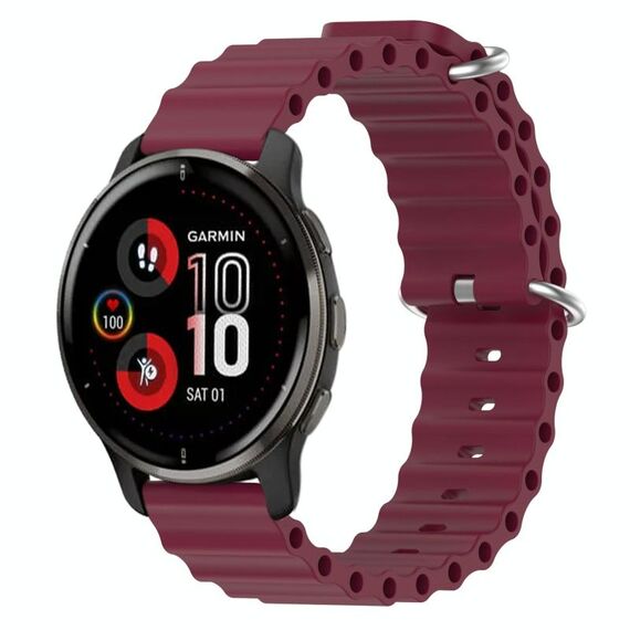 Per Garmin Venu 2 Plus 20mm Cinturino in silicone a tinta unita stile oceano (bordeaux)
