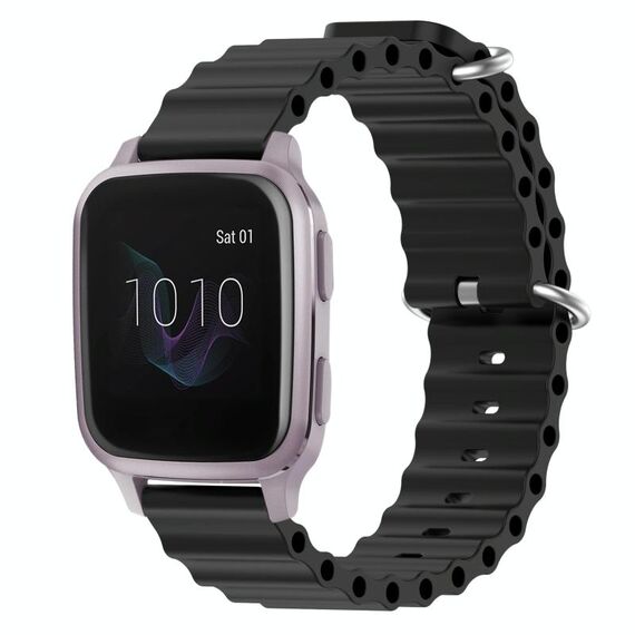 Per Garmin Venu SQ 20mm Cinturino in silicone a tinta unita stile oceano (nero)