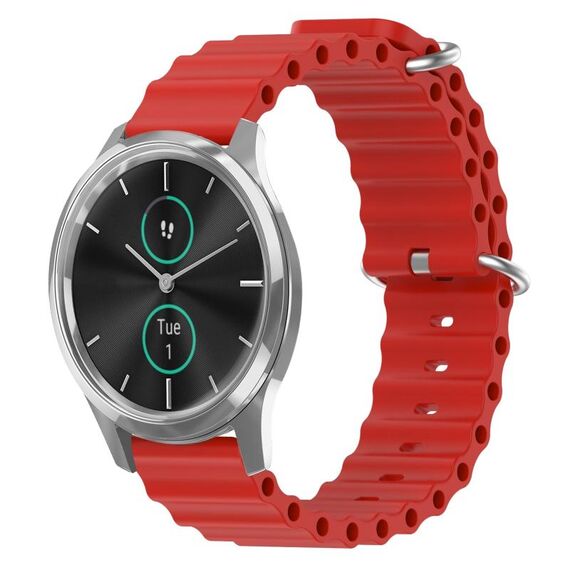 Per Garminmove Luxe 20mm Cinturino in silicone a tinta unita stile oceano (rosso)
