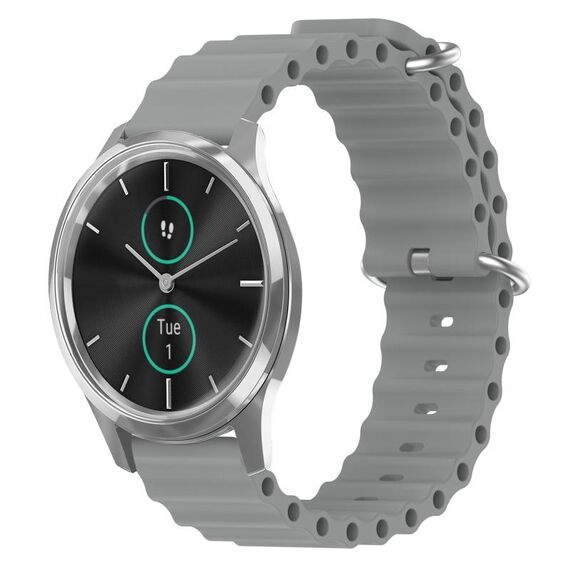 Per Garminmove Luxe 20mm Cinturino in silicone a tinta unita stile oceano (grigio)