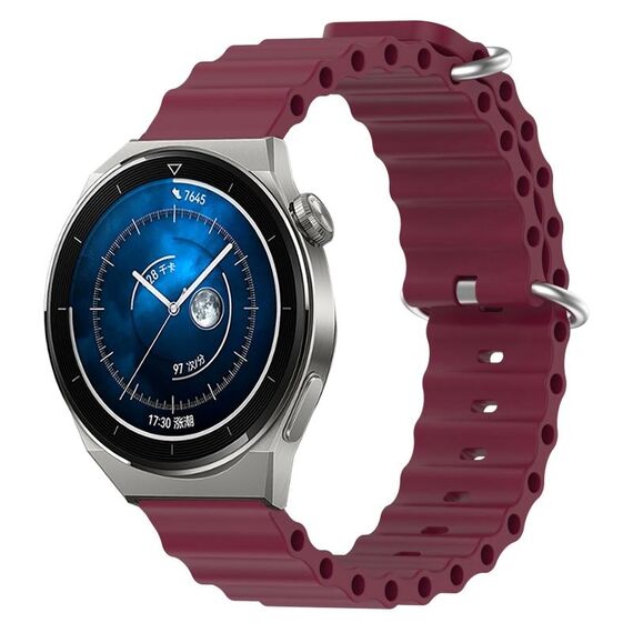 Per Huawei Watch GT3 Pro 43mm 20mm Cinturino in silicone a tinta unita stile oceano (rosso vino)