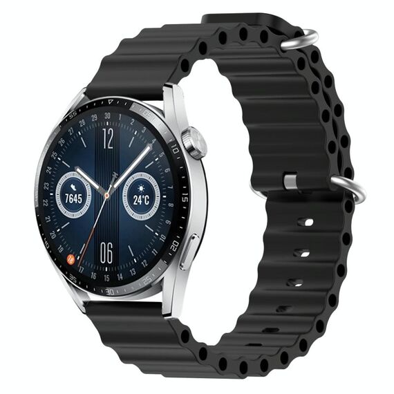 Per Huawei Watch GT3 42mm 20mm Cinturino in silicone a tinta unita stile oceano (nero)