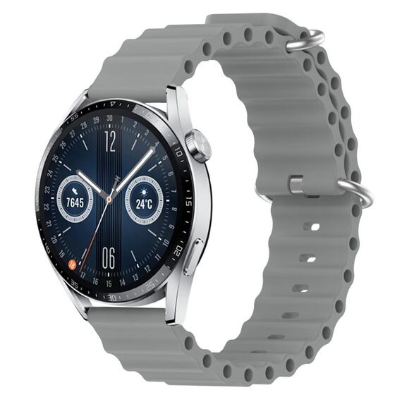Per Huawei Watch GT3 42mm 20mm Cinturino in silicone a tinta unita stile oceano (grigio)