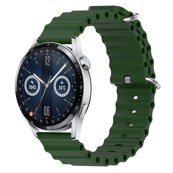 Per Huawei Watch GT3 42mm 20mm Cinturino in silicone a tinta unita stile oceano (verde militare)