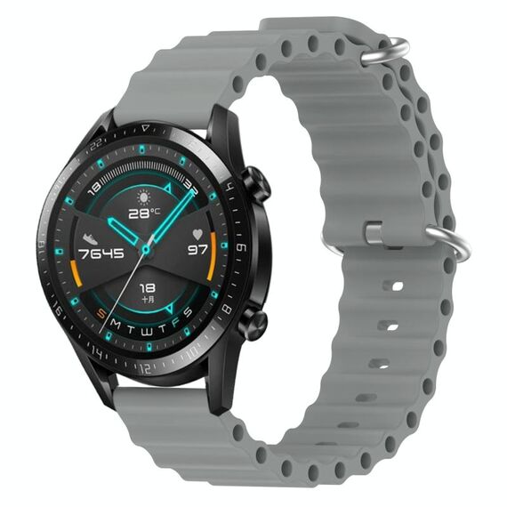 Per Huawei Watch GT2 42mm 20mm Cinturino in silicone a tinta unita stile oceano (grigio)