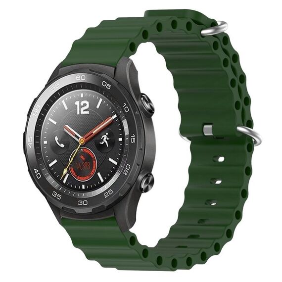 Per Huawei Watch 2 Cinturino per orologio in silicone a tinta unita da 20 mm stile oceano (verde militare)