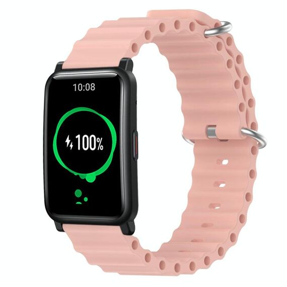 Cinturino per orologio For Honor Watch ES 20 mm stile oceano in silicone a tinta unita (rosa)