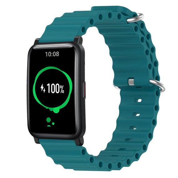 Cinturino per orologio For Honor Watch ES 20 mm in silicone a tinta unita stile oceano (verde)