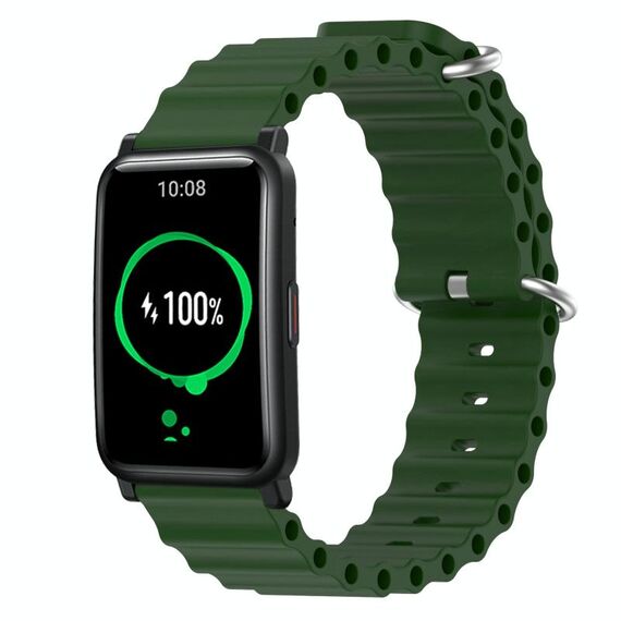 Cinturino per orologio For Honor Watch ES 20 mm in silicone a tinta unita stile oceano (verde militare)