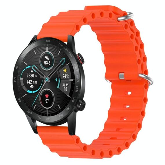 For Honor MagicWatch2 42mm 20mm Cinturino in silicone a tinta unita stile oceano (arancione)
