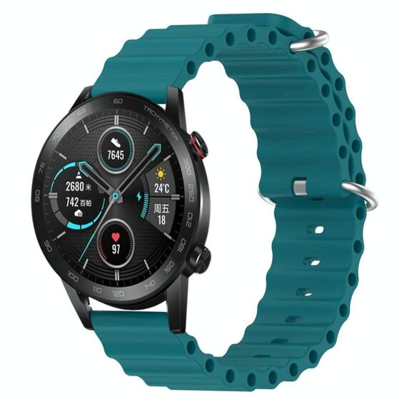For Honor MagicWatch2 42mm 20mm Cinturino in silicone a tinta unita stile oceano (verde)