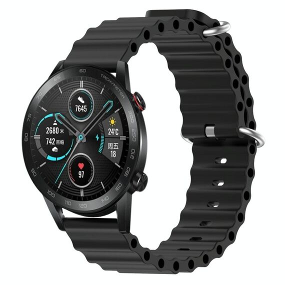 Per Honor MagicWatch2 42mm 20mm Cinturino in silicone a tinta unita stile oceano (nero)