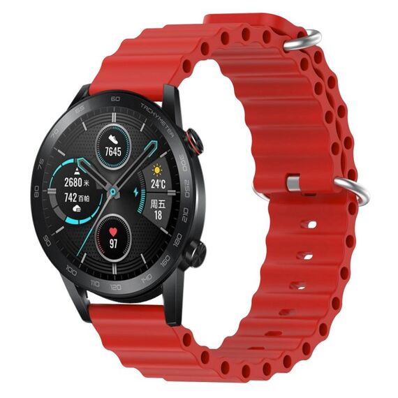 Per Honor MagicWatch2 42mm 20mm Cinturino in silicone a tinta unita stile oceano (rosso)
