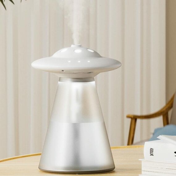 FX-041 Umidificatore a luce notturna a forma di UFO con ricarica USB (bianco avorio)
