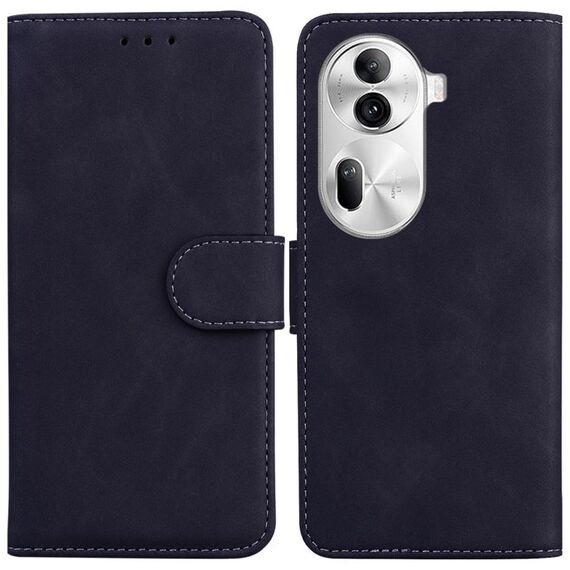 Per OPPO Reno11 Pro 5G Global Skin Feel Custodia in pelle flip in puro colore (Nero)