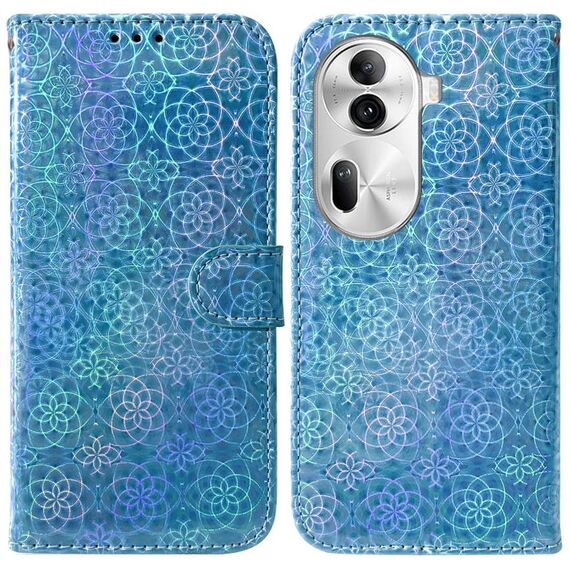 Per OPPO Reno11 Pro 5G Custodia per telefono in pelle con fibbia magnetica colorata globale (blu)