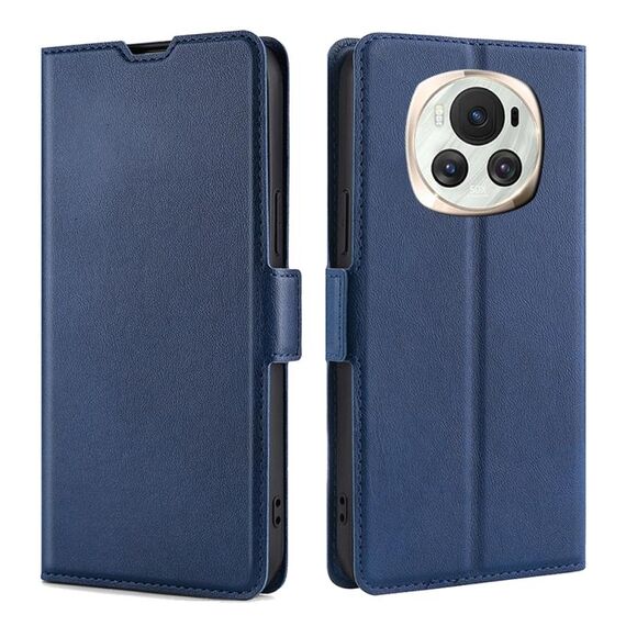 Per Honor Magic6 Custodia per telefono in pelle con chiusura orizzontale con fibbia laterale a tensione ultrasottile (blu)