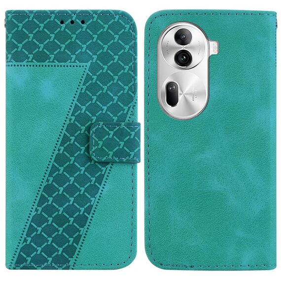 Per OPPO Reno 11 Pro 5G Custodia per telefono in pelle goffrata globale a forma di 7 (verde)