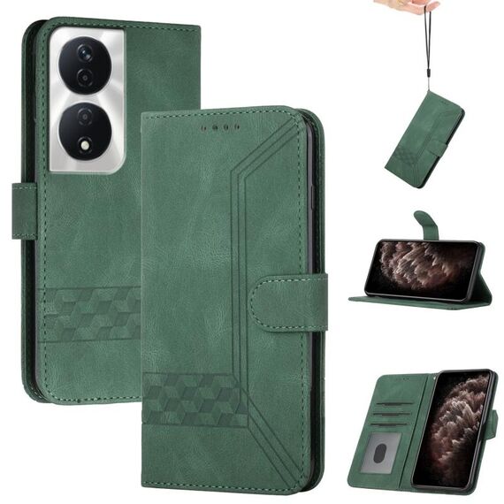 Custodia per telefono in pelle Flip Cubic Skin Feel per Honor X7b (verde)