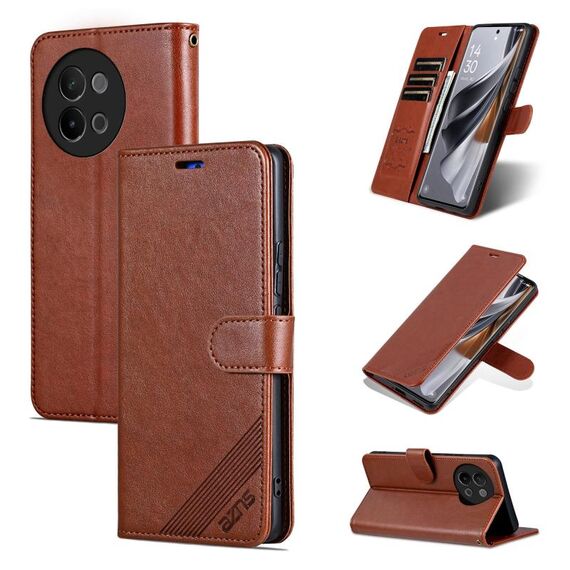 Per vivo S18e AZNS Custodia per cellulare in pelle con texture in pelle di pecora (marrone)