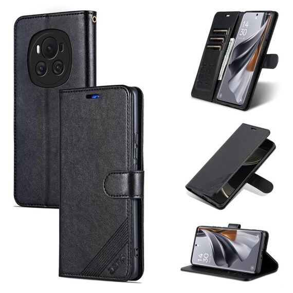 Per Honor Magic6 AZNS Custodia per cellulare in pelle con texture in pelle di pecora (nera)