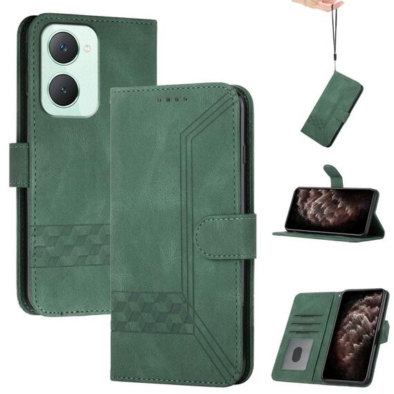 Per vivo Y03 4G Global Cubic Skin Feel Custodia in pelle flip per telefono (verde)