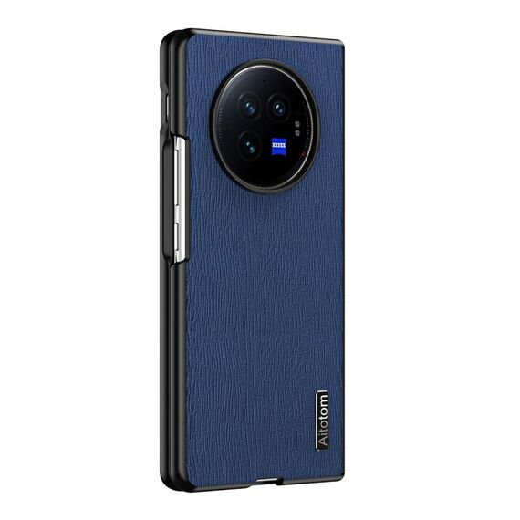 Per vivo X Fold3 Custodia per telefono antiurto in pelle corteccia di albero (blu)