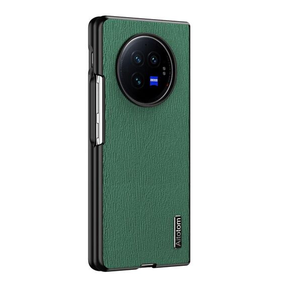 Custodia per telefono antiurto in pelle corteccia di albero per vivo X Fold3 (verde)