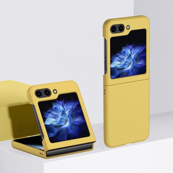 Custodia per telefono antiurto con copertura totale per Samsung Galaxy Z Flip6 2 parti Skin Feel PC (giallo limone)
