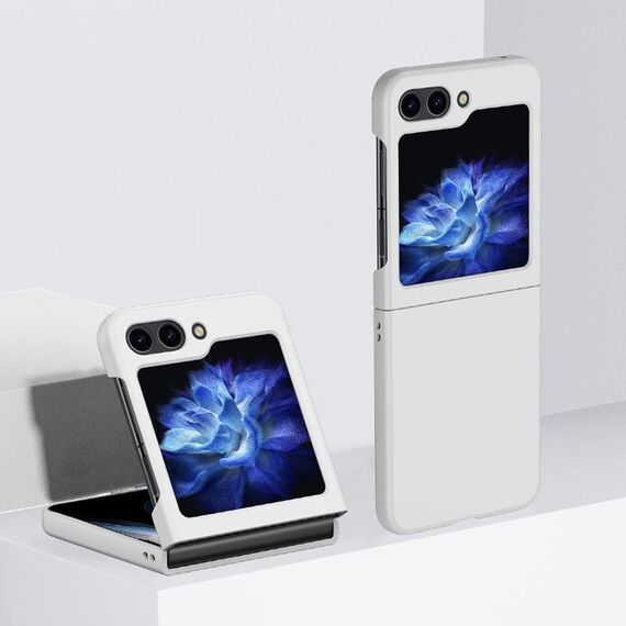 Custodia per telefono antiurto con copertura totale per Samsung Galaxy Z Flip6 2 parti Skin Feel PC (bianca)