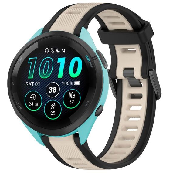 Per cinturino in silicone testurizzato bicolore Garmin Forerunner 265 da 22 mm (Starlight + nero)