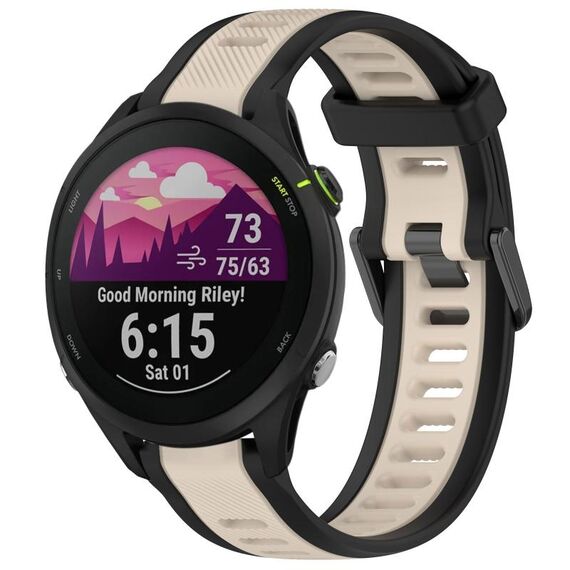Per cinturino in silicone testurizzato bicolore Garmin Forerunner 255 da 22 mm (Starlight + nero)