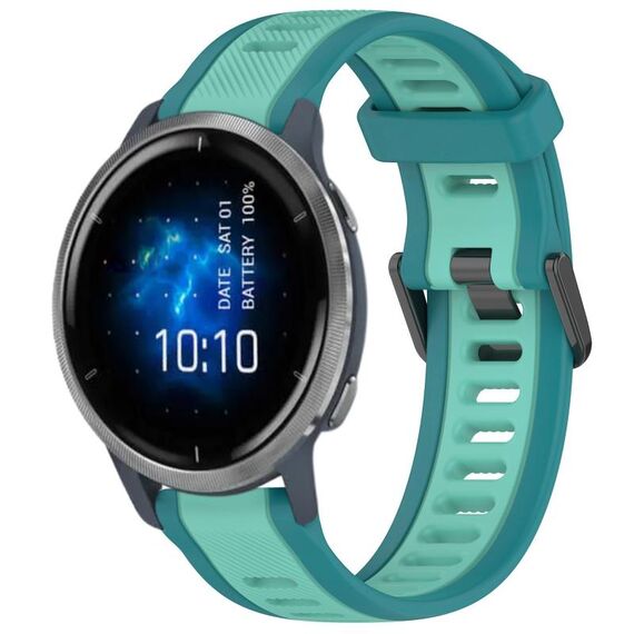 Per cinturino per orologio in silicone testurizzato bicolore Garmin Venu 2 da 22 mm (verde acqua)