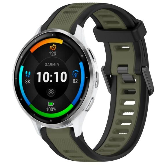 Per cinturino in silicone strutturato bicolore Garmin Venu 3 da 22 mm (verde + nero)