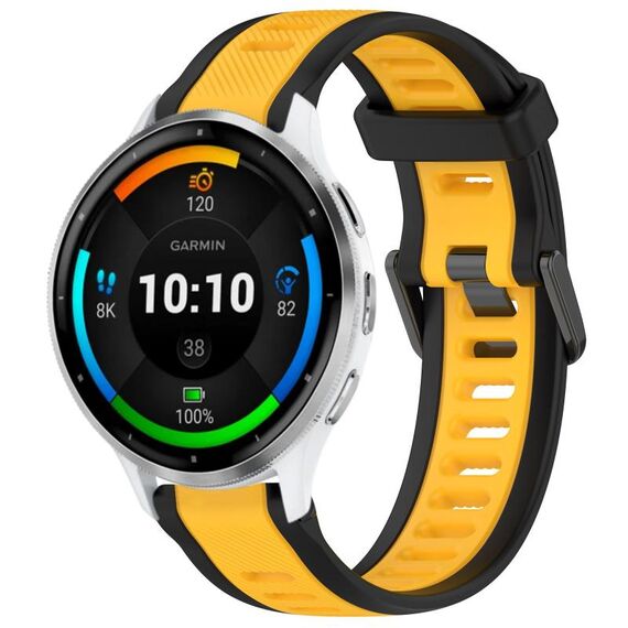 Per cinturino in silicone strutturato bicolore Garmin Venu 3 da 22 mm (giallo + nero)